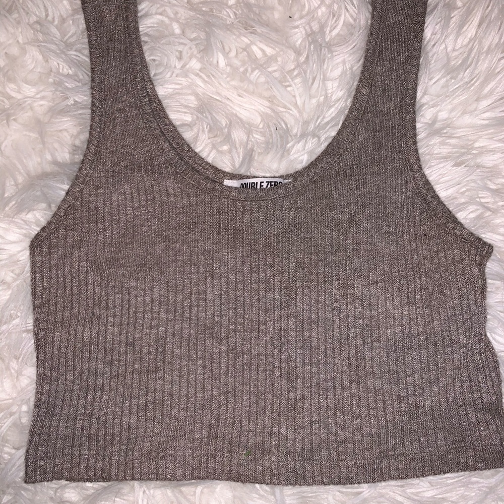 Grey Ribbed tank top from Double Zero